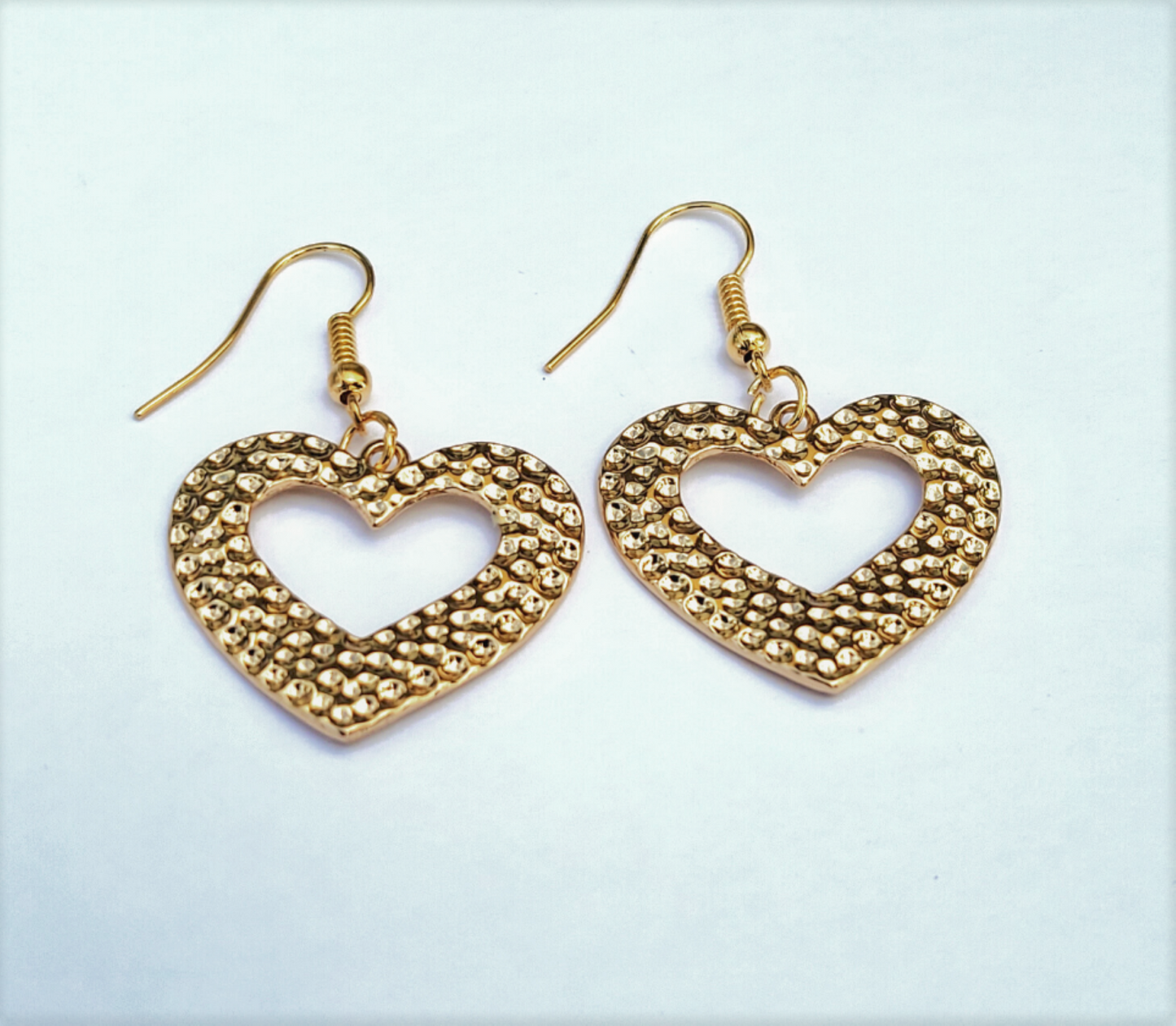 Heart Shaped Gold Tone Dangling Drop Earrings