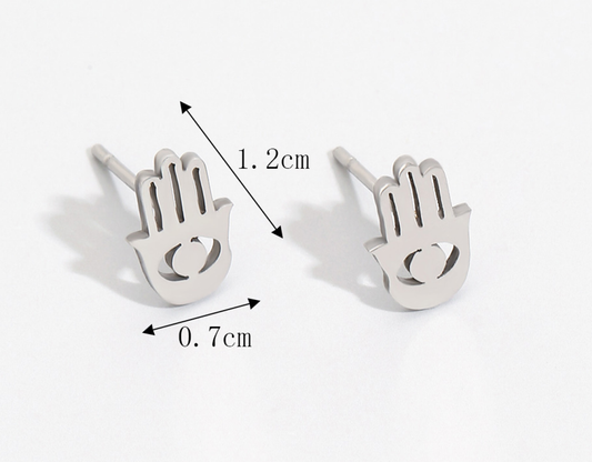 Stainless Steel Hamsa Hand Stud Earrings