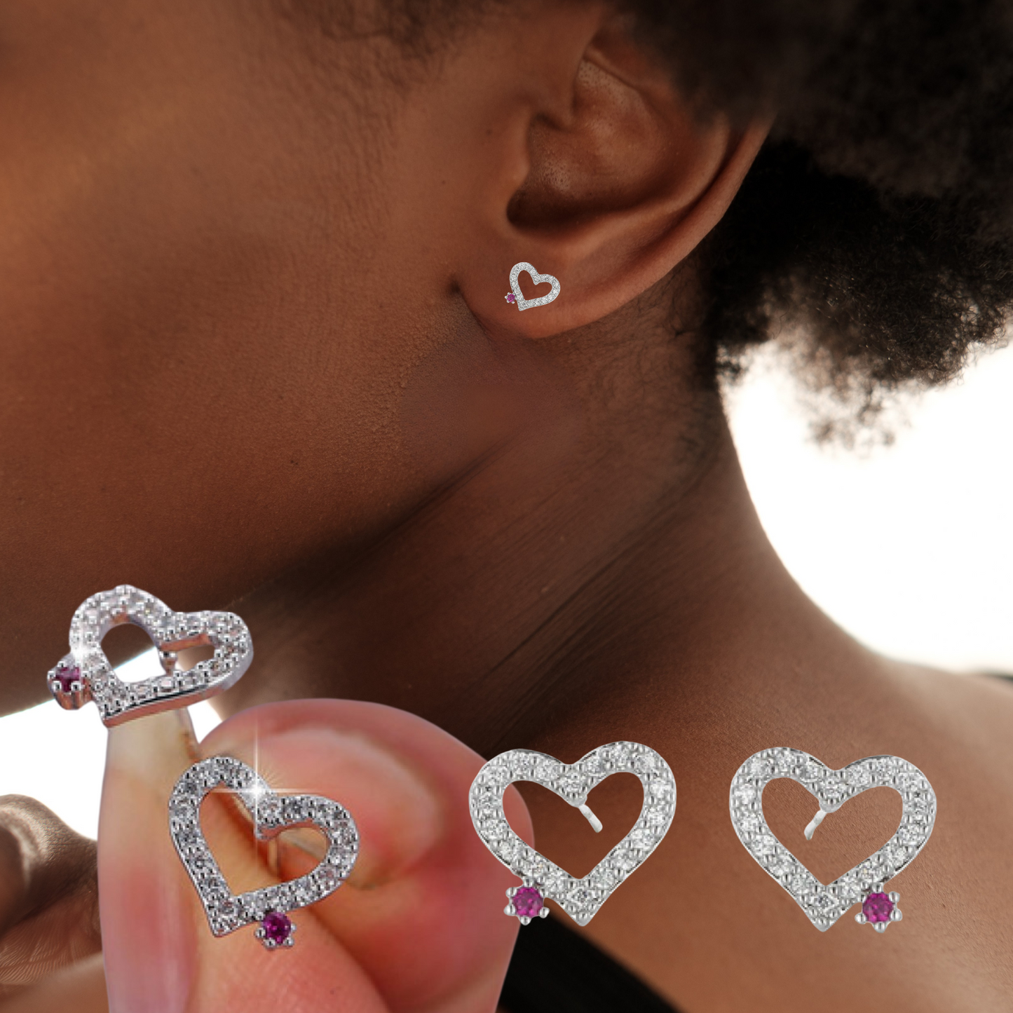 Crystal Love Heart Studs Earrings