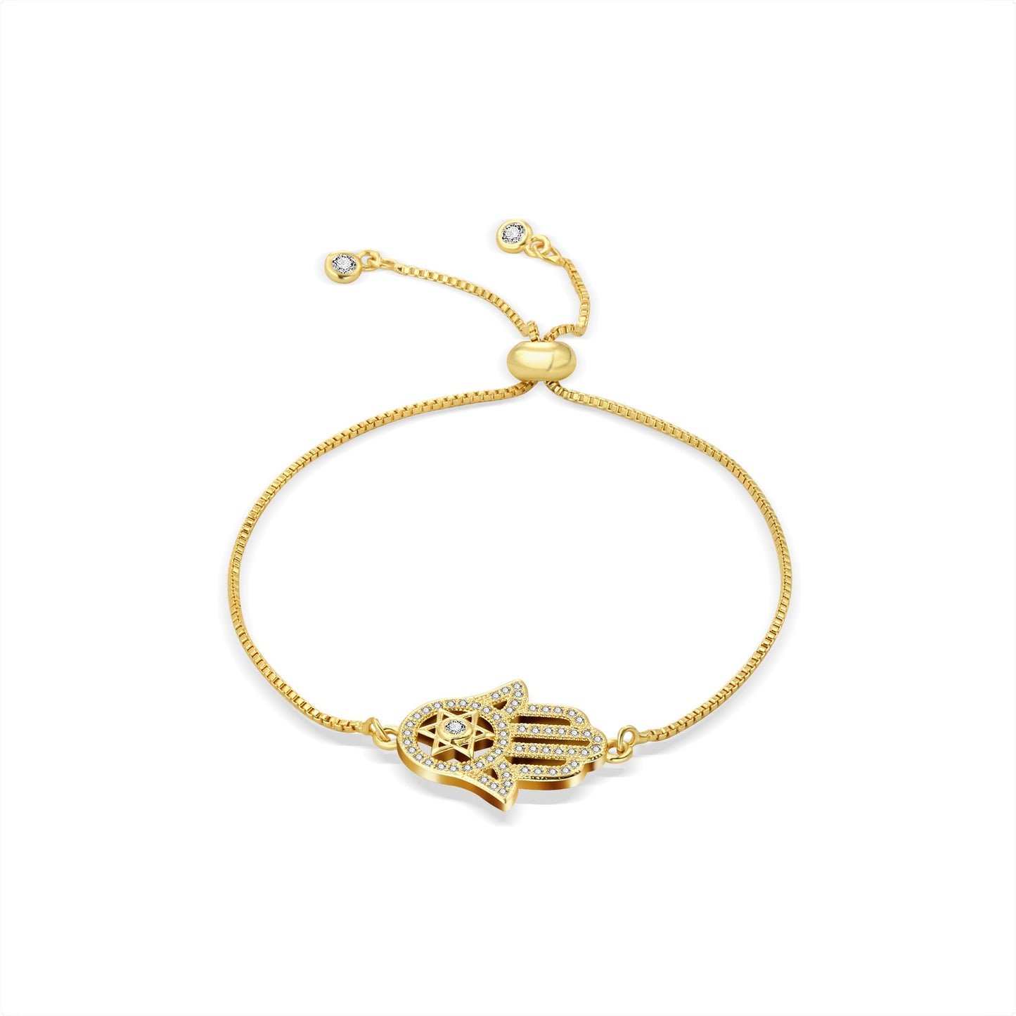 Crystal Filled Hamsa Hand Bracelet Adjustable