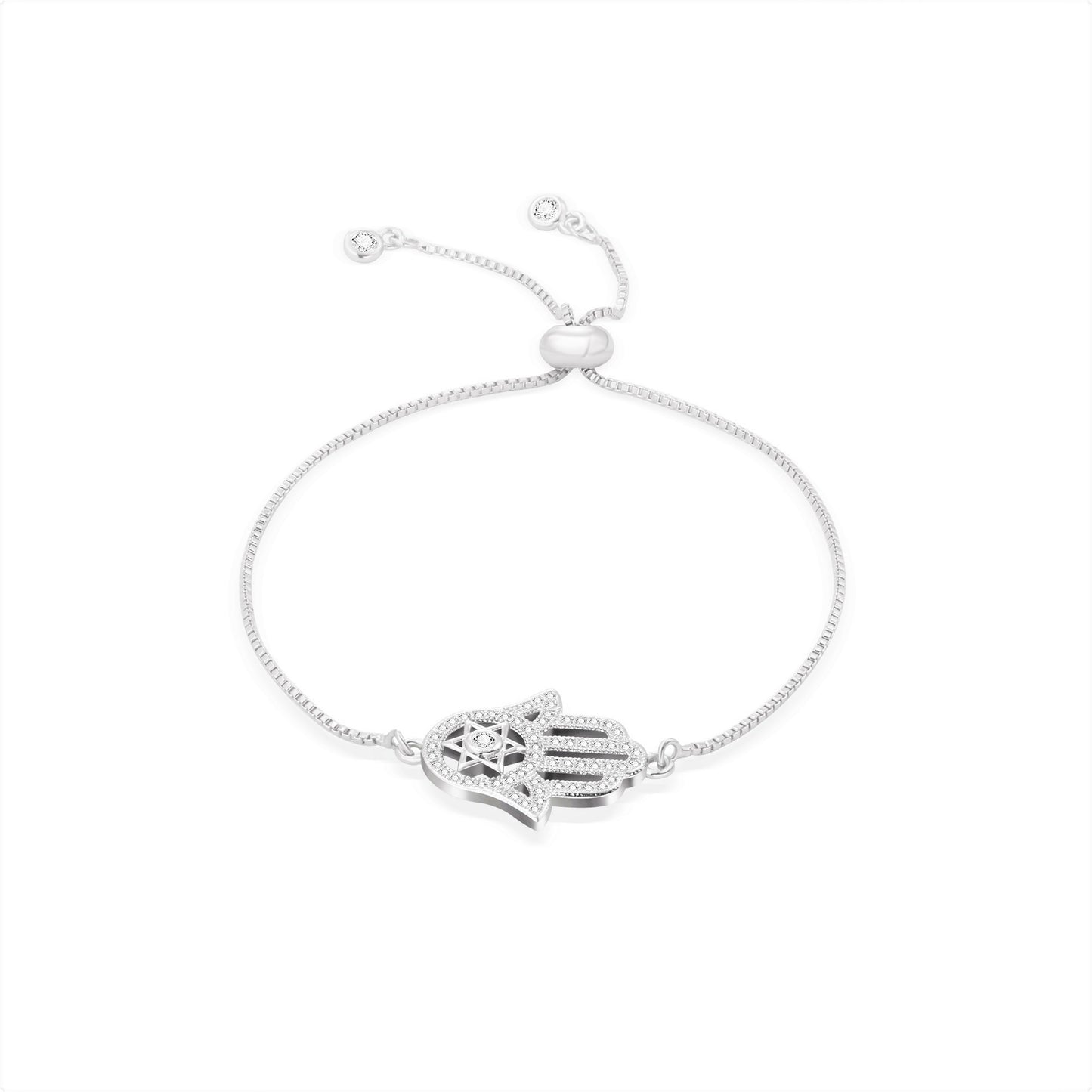 Crystal Filled Hamsa Hand Bracelet Adjustable