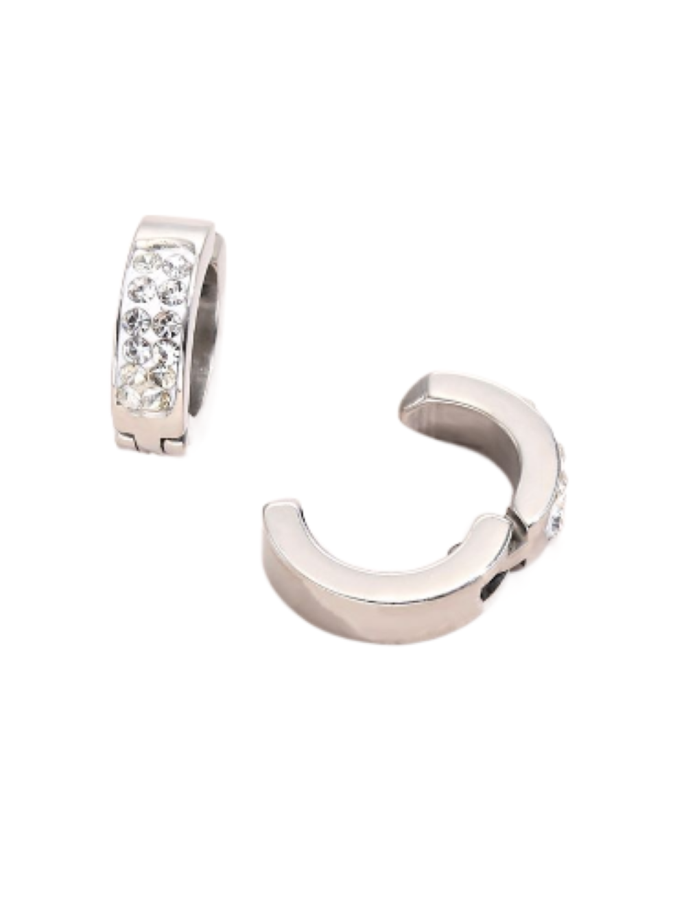 Stainless Steel Crystal Stud Earrings Ear Clip Cuff Non Pierced