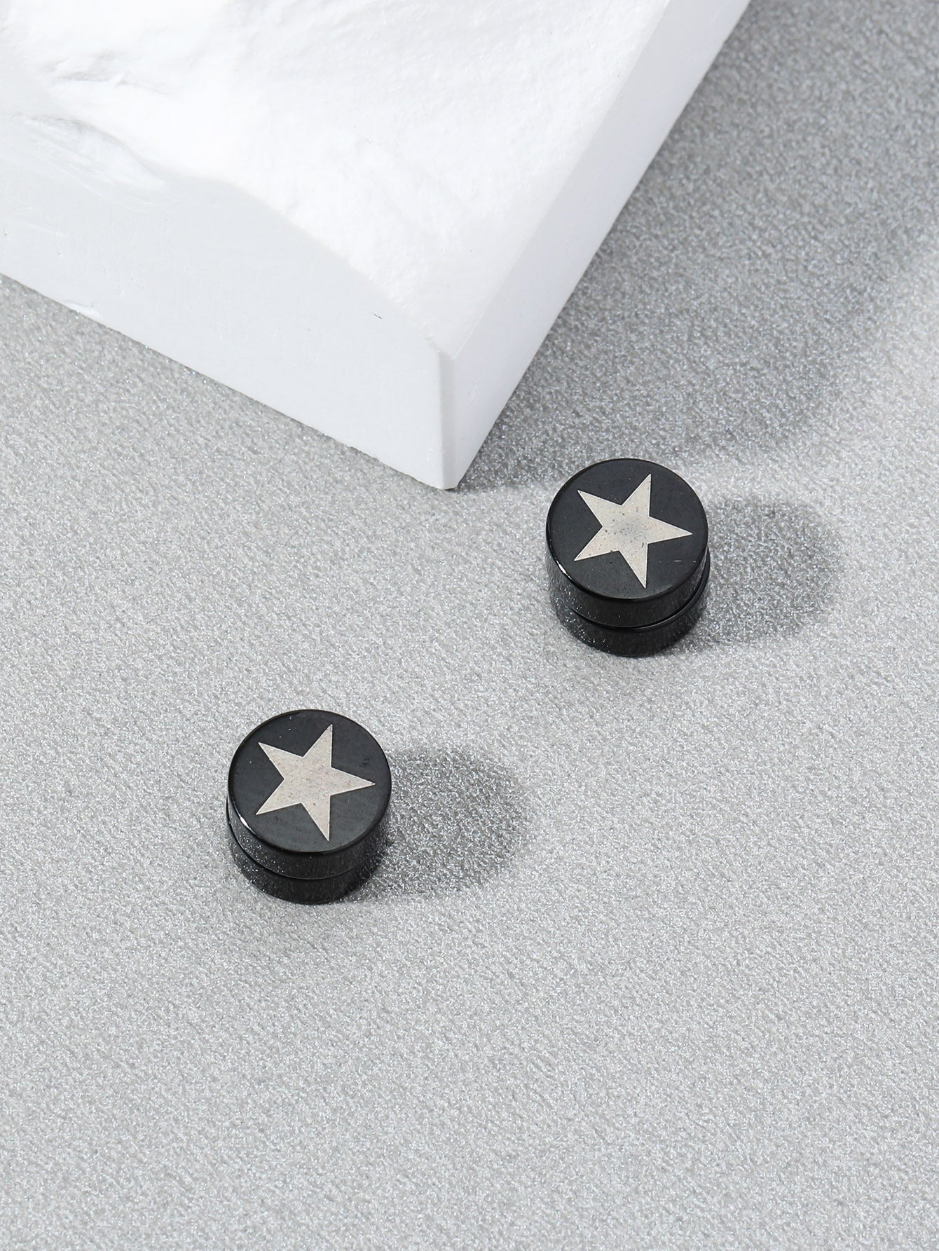 Stainless Steel Magnetic Non pierced Black Star Stud Earrings