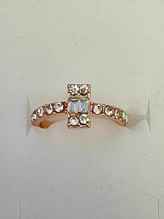 Baguette Cluster Ring 3 Pcs Set Infinity Zircon Crystals Rose Gold Ring