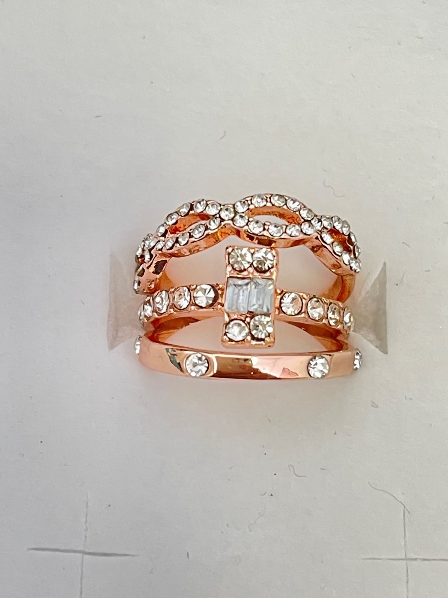 Baguette Cluster Ring 3 Pcs Set Infinity Zircon Crystals Rose Gold Ring