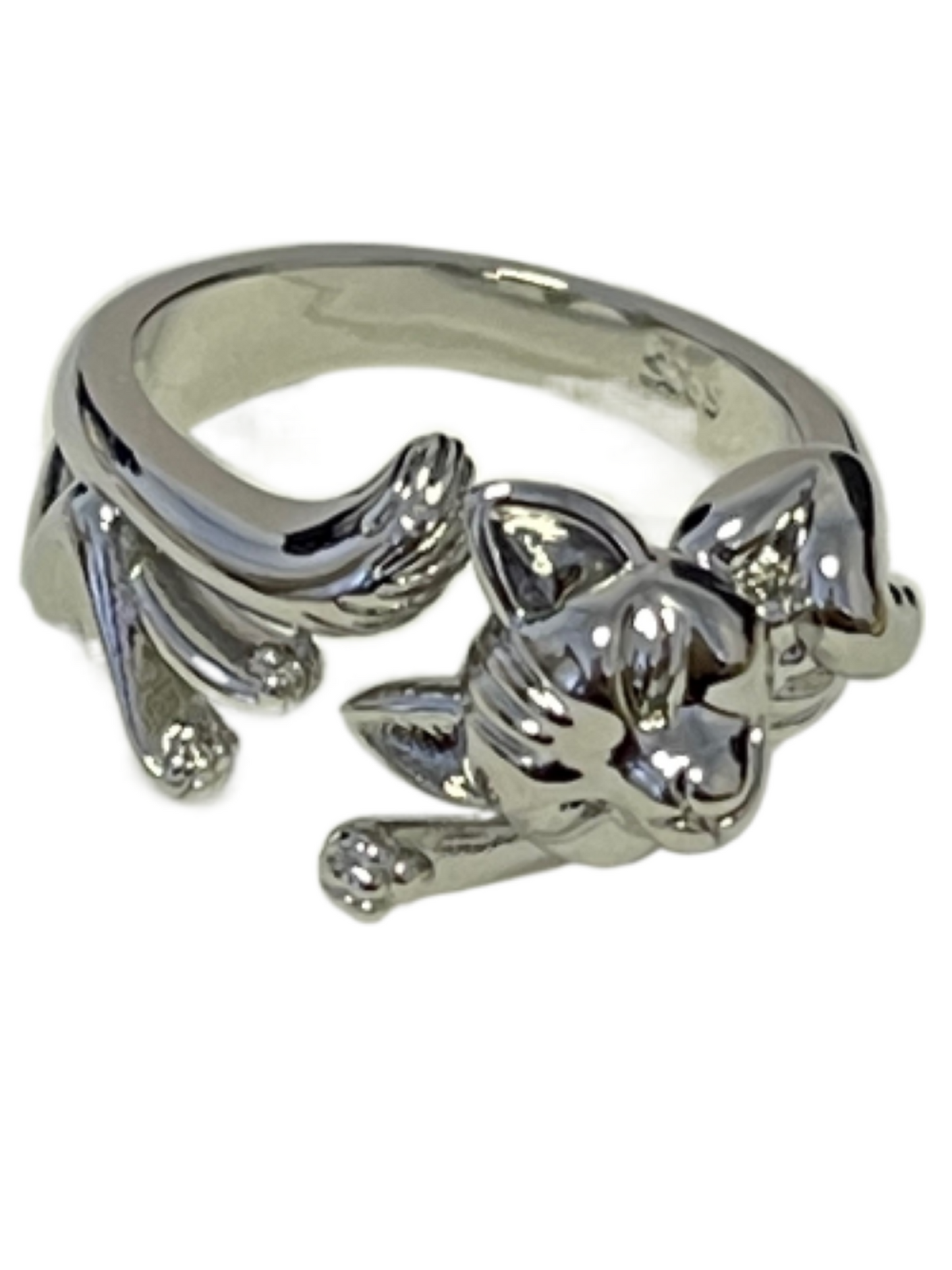 Pet Cat Open Adjustable Silver Ring