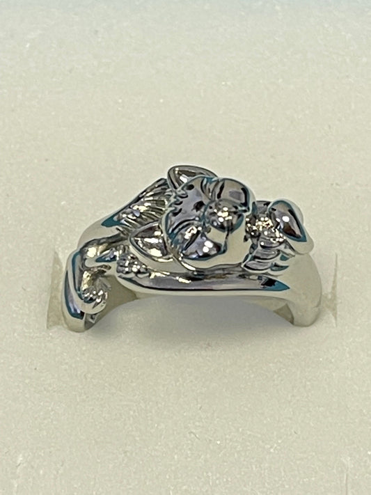 Pet Cat Open Adjustable Silver Ring