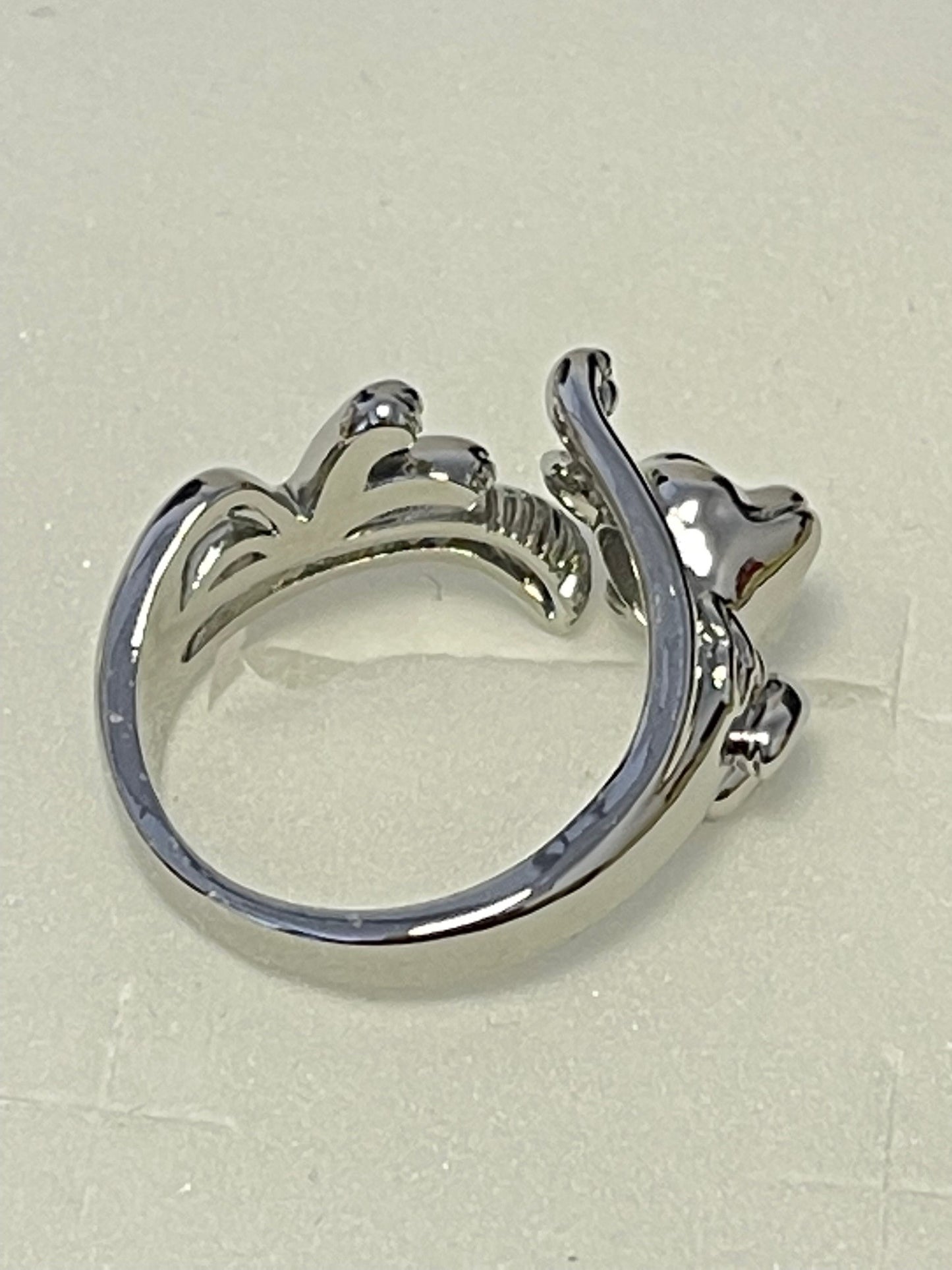 Pet Cat Open Adjustable Silver Ring