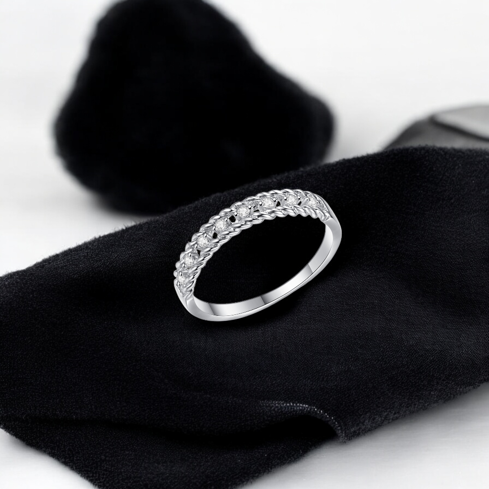 Twisted Band Crystal Ring