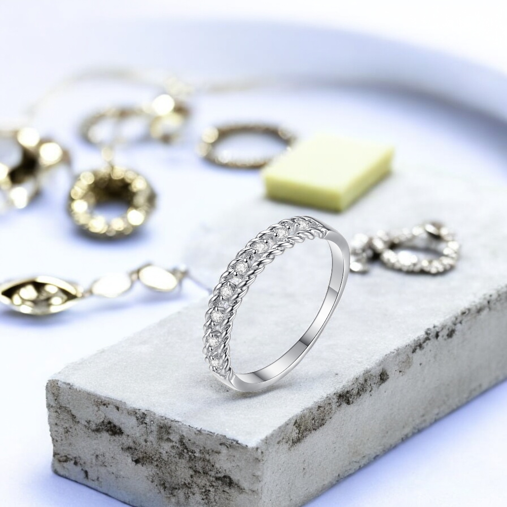 Twisted Band Crystal Ring