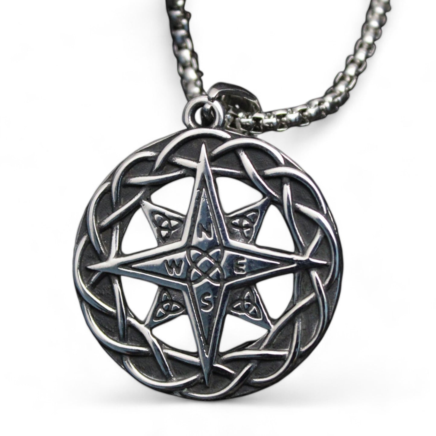 Men's Celtic Compass Wolf Goat Dragon Eagle Stainless Steel Pendant Necklaces