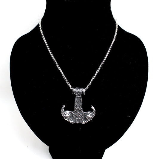 Men's Double Goat Head Spiked Horns Stainless Steel Pendant Necklace