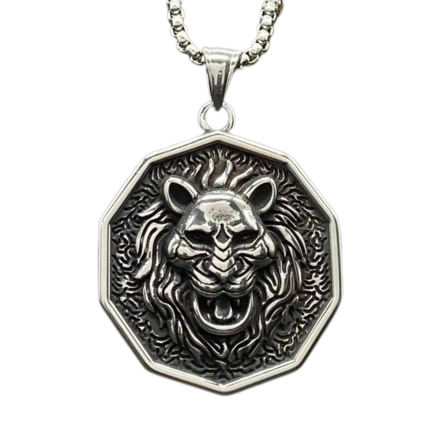 Men's Domineering Lion Head Stainless Steel Pendant Necklace