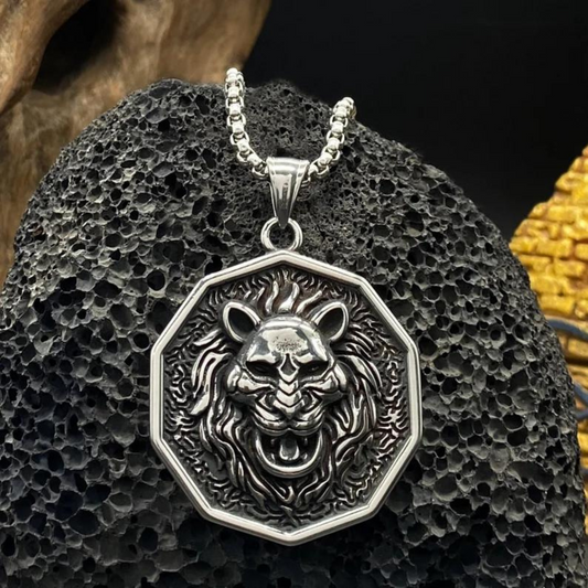 Men's Domineering Lion Head Stainless Steel Pendant Necklace