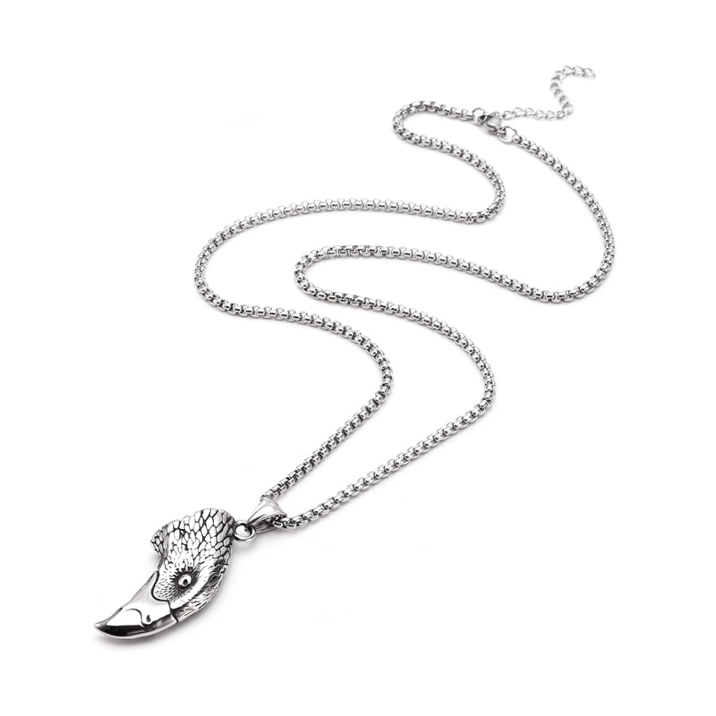 Men's Vintage Eagle Head Stainless Steel Pendant Necklace