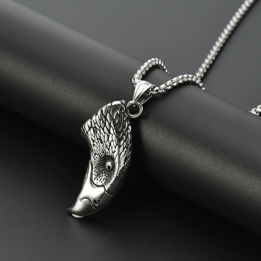 Men's Vintage Eagle Head Stainless Steel Pendant Necklace