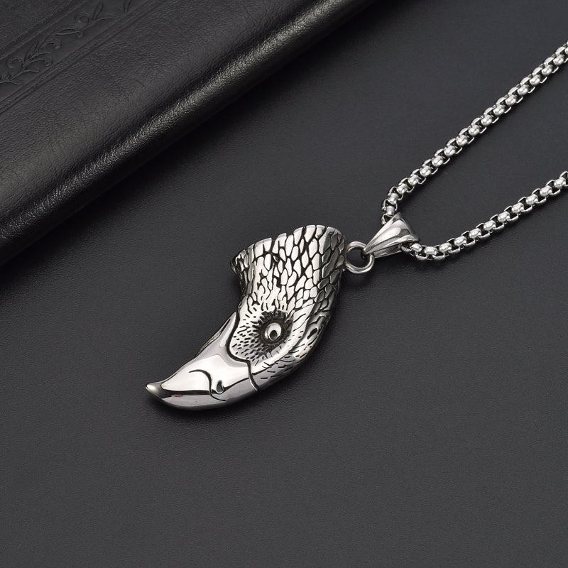 Men's Vintage Eagle Head Stainless Steel Pendant Necklace