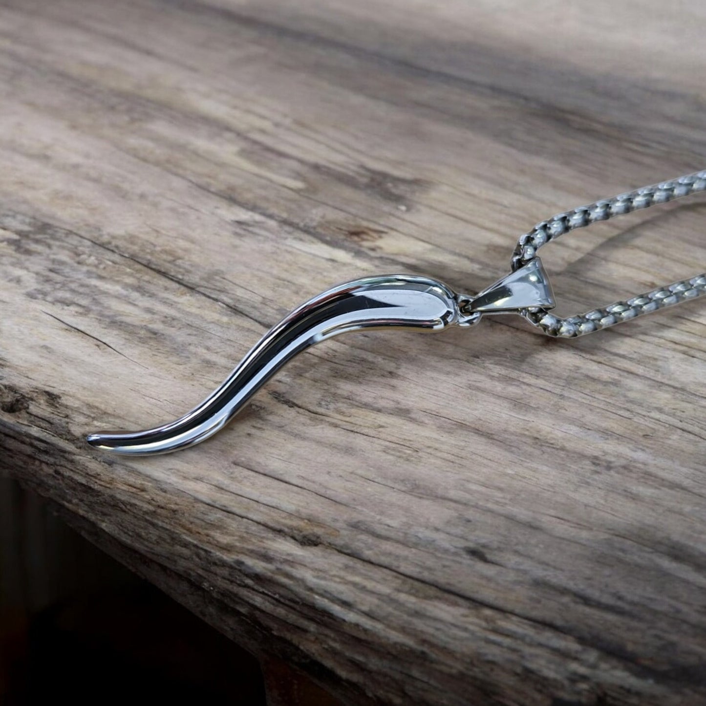 Men's Cornicello Horn Stainless Steel Pendant Necklace