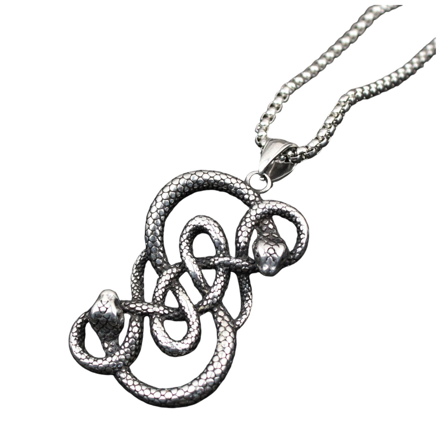 Men's Double Loki Snake Stainless Steel Pendant Necklace