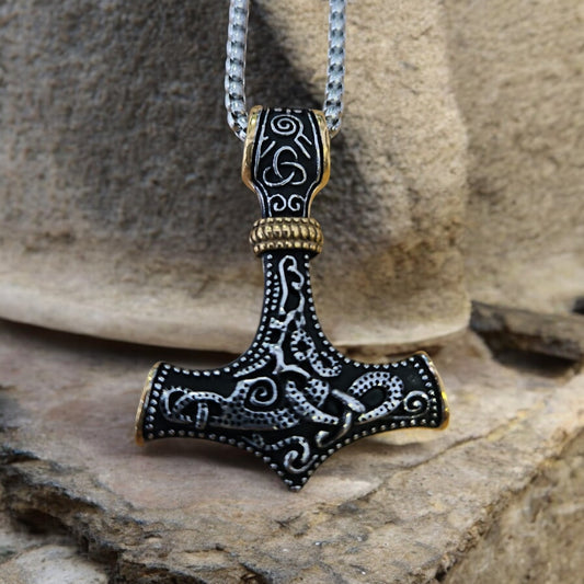 Men's Thor Hammer Stainless Steel Pendant Necklace