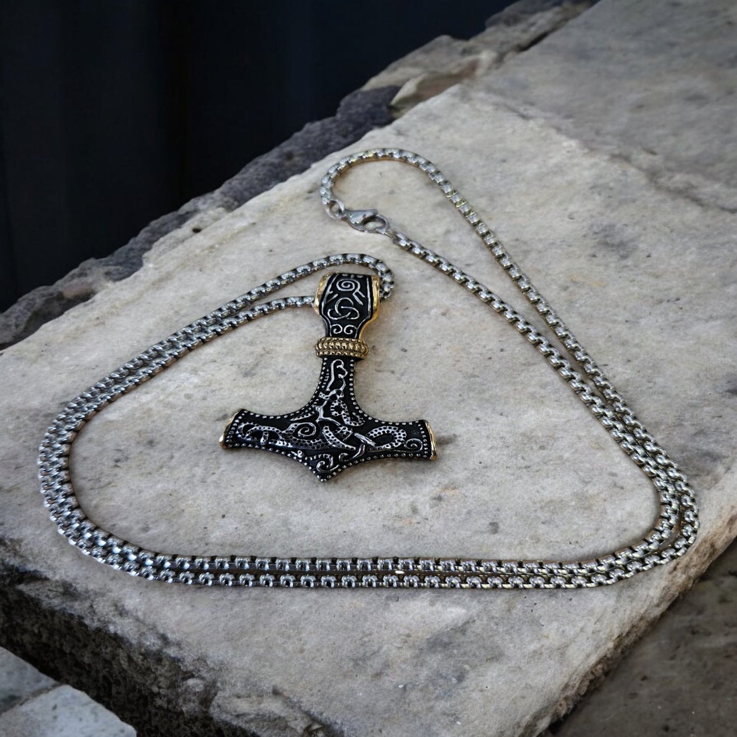 Men's Thor Hammer Stainless Steel Pendant Necklace