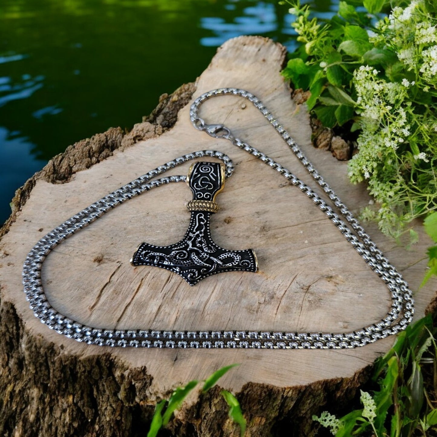 Men's Thor Hammer Stainless Steel Pendant Necklace