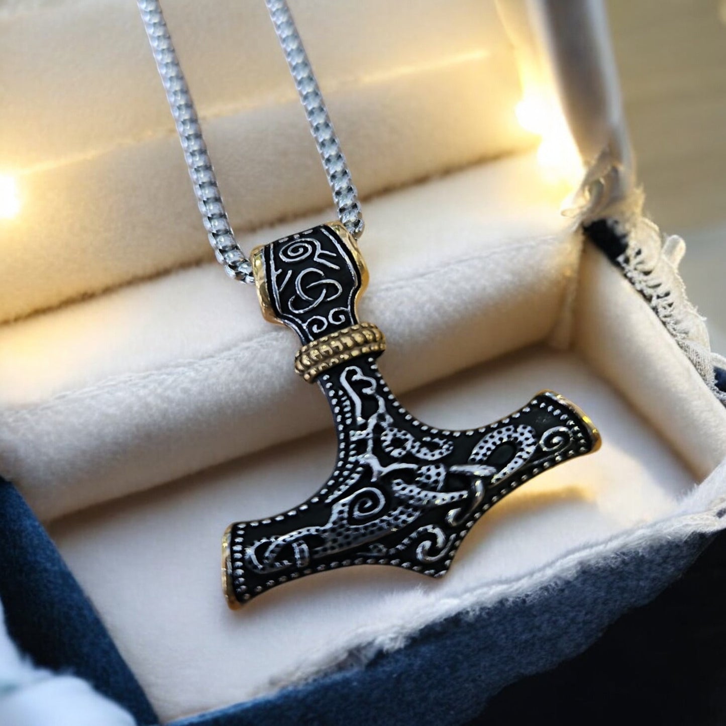 Men's Thor Hammer Stainless Steel Pendant Necklace