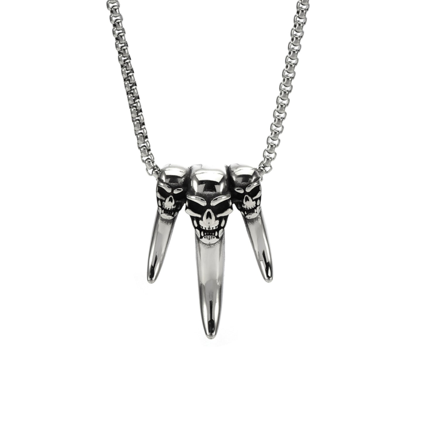 Men's Large Fangs Skull Stainless Steel Pendant Necklace