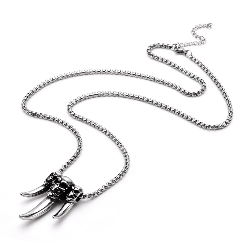 Men's Large Fangs Skull Stainless Steel Pendant Necklace