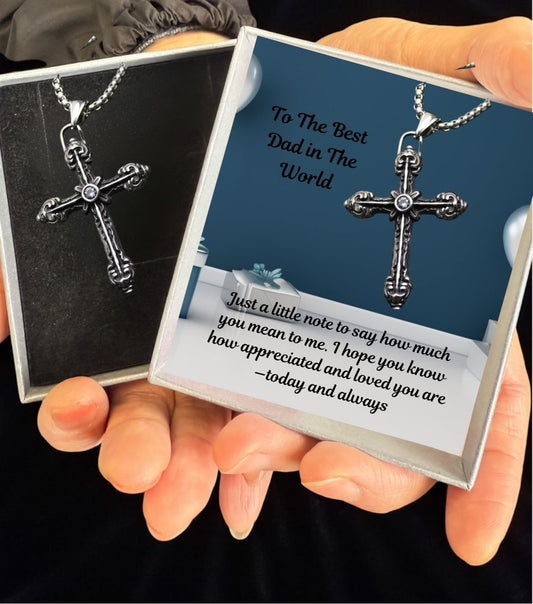 Father’s Day Men’s Holy Cross Stainless Steel Pendant Necklace Dad Gifts Message