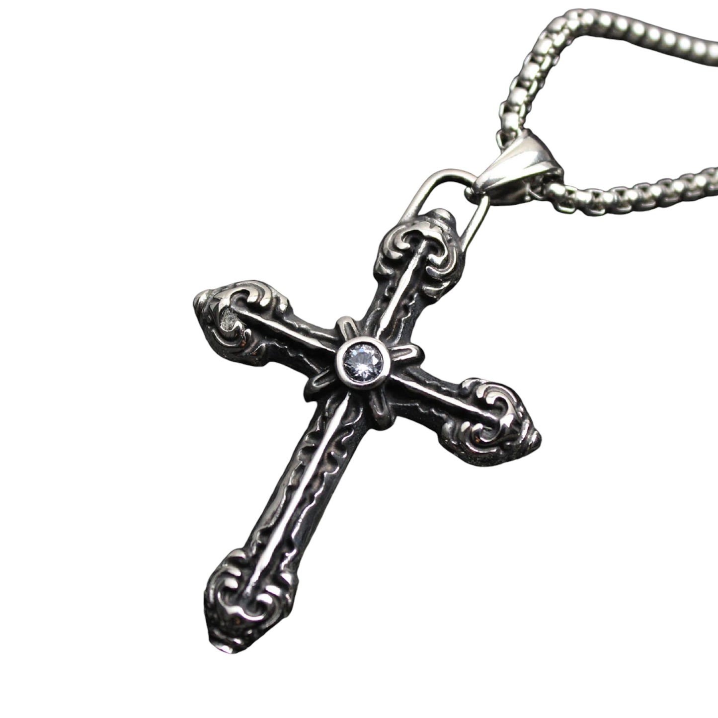 Men's Holy Cross Stainless Steel Pendant Necklace
