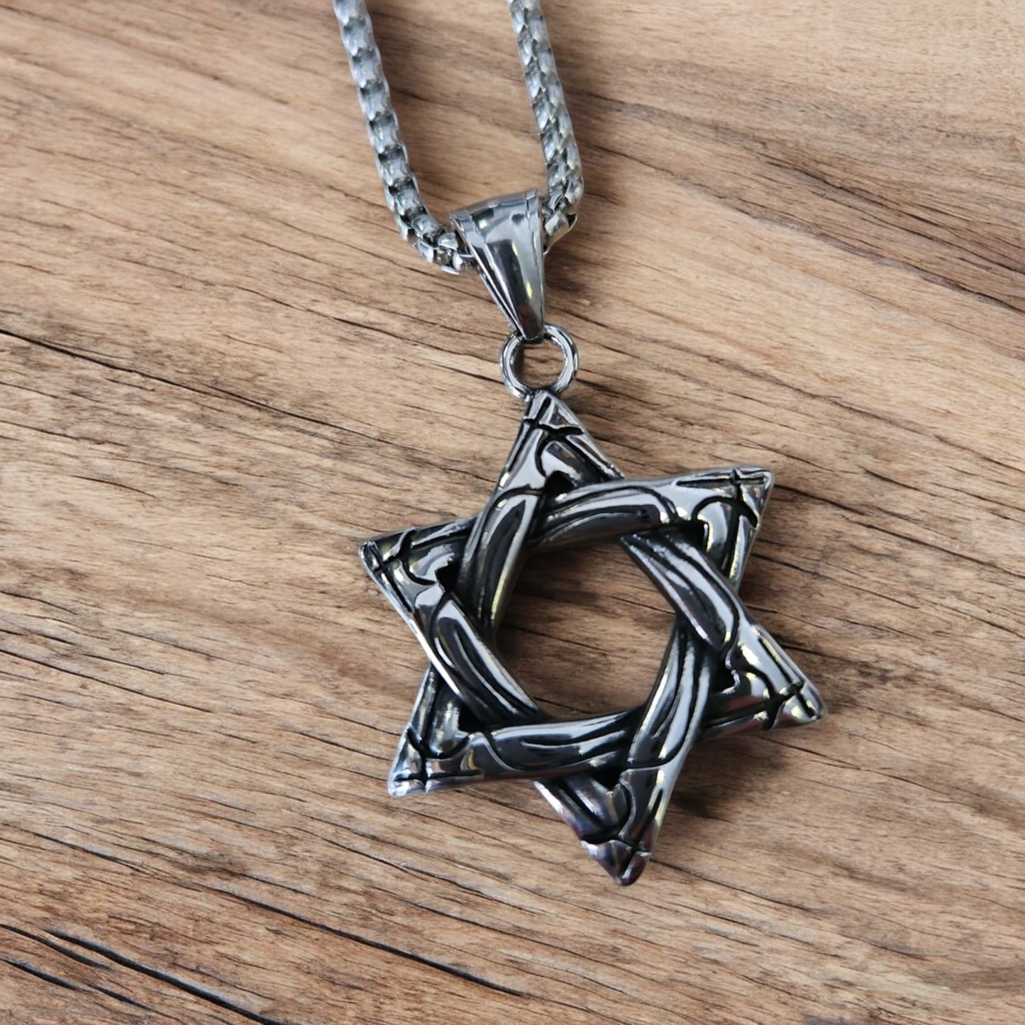 Star Of David Stainless Steel Pendant Necklace