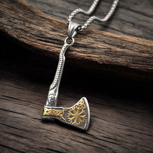 Men's Viking Axe Stainless Steel Pendant Necklace