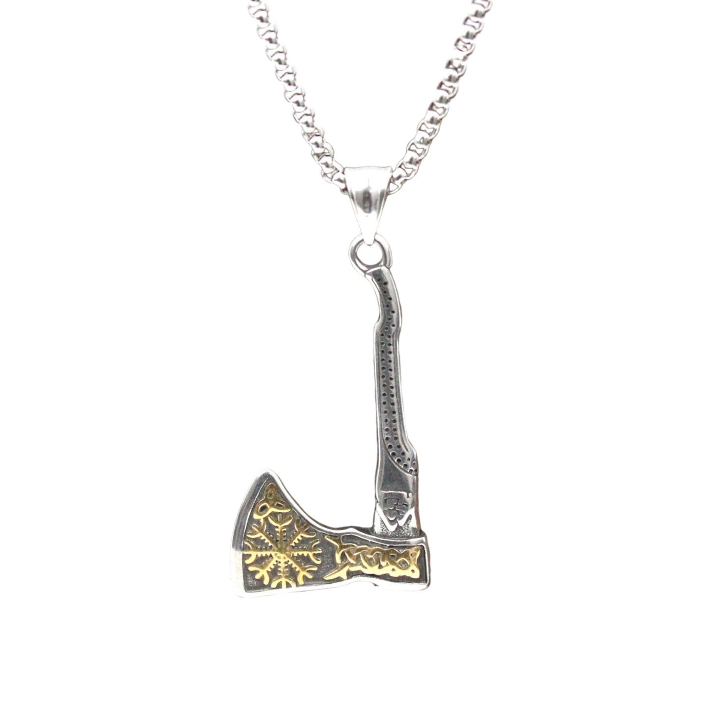 Men's Viking Axe Hammer Celtic Knot Stainless Steel Pendant Necklaces