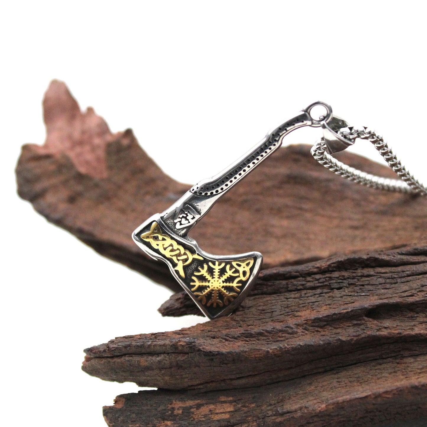 Men's Viking Axe Stainless Steel Pendant Necklace