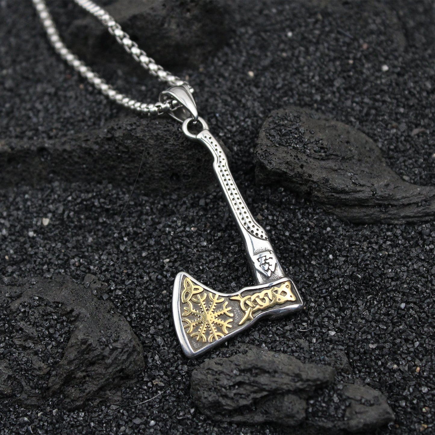 Men's Viking Axe Stainless Steel Pendant Necklace