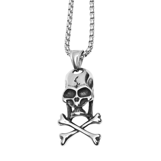 Men's Retro Skull Skeleton Stainless Steel Pendant Necklace