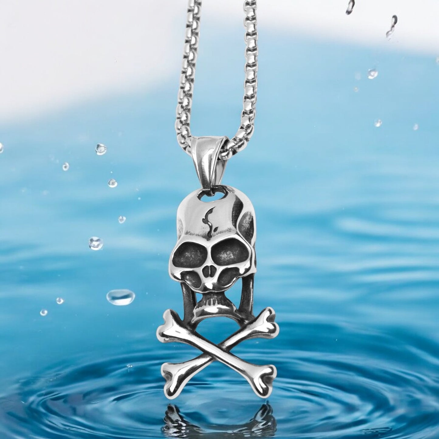 Men's Retro Skull Skeleton Stainless Steel Pendant Necklace