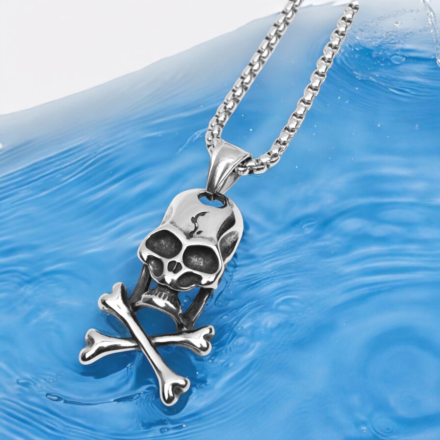 Men's Retro Skull Skeleton Stainless Steel Pendant Necklace