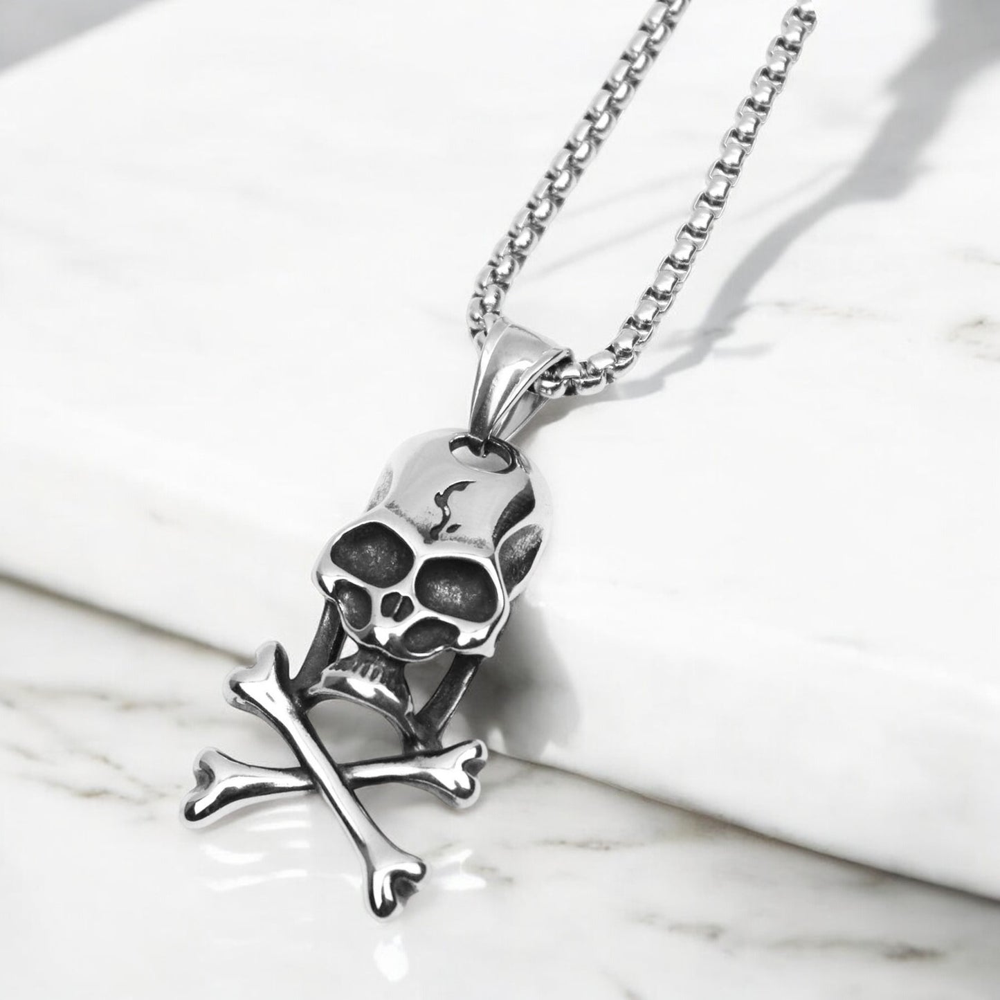 Men's Retro Skull Skeleton Stainless Steel Pendant Necklace