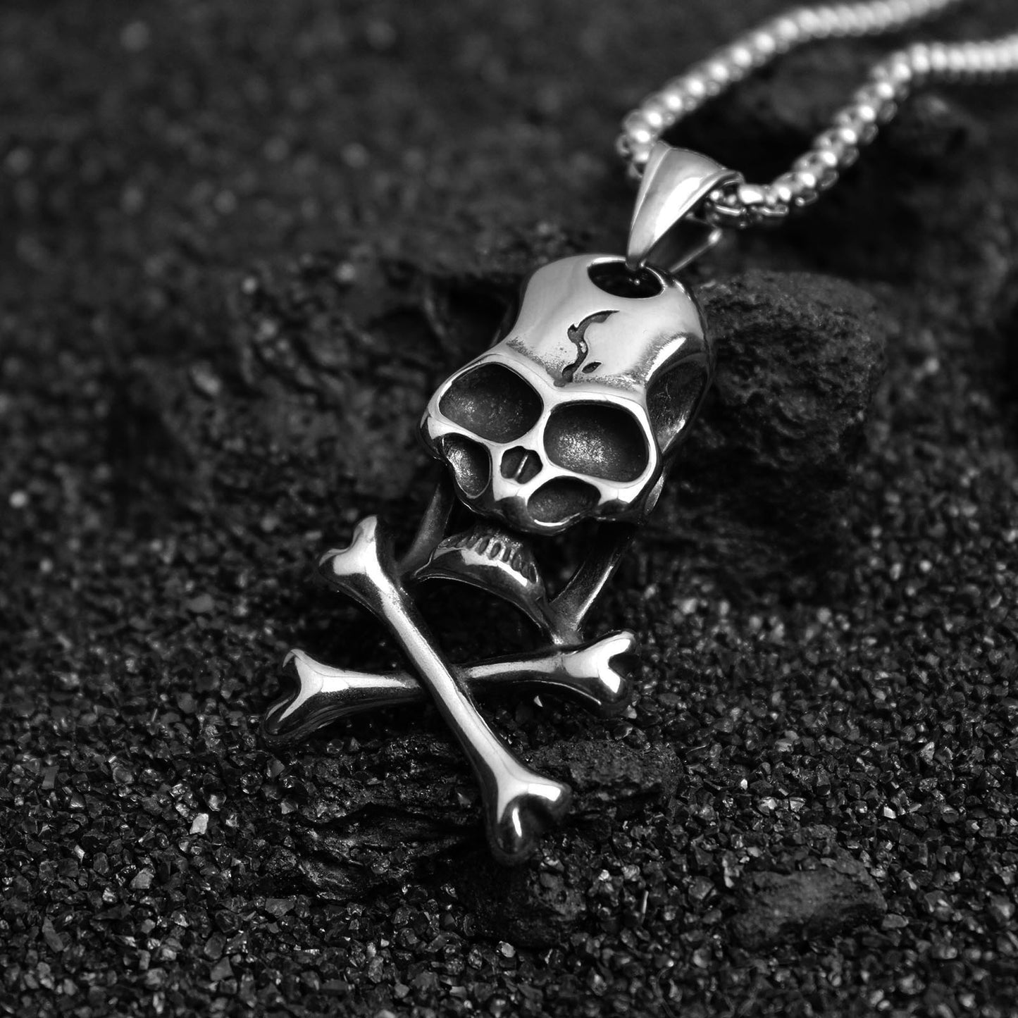 Men's Retro Skull Skeleton Stainless Steel Pendant Necklace