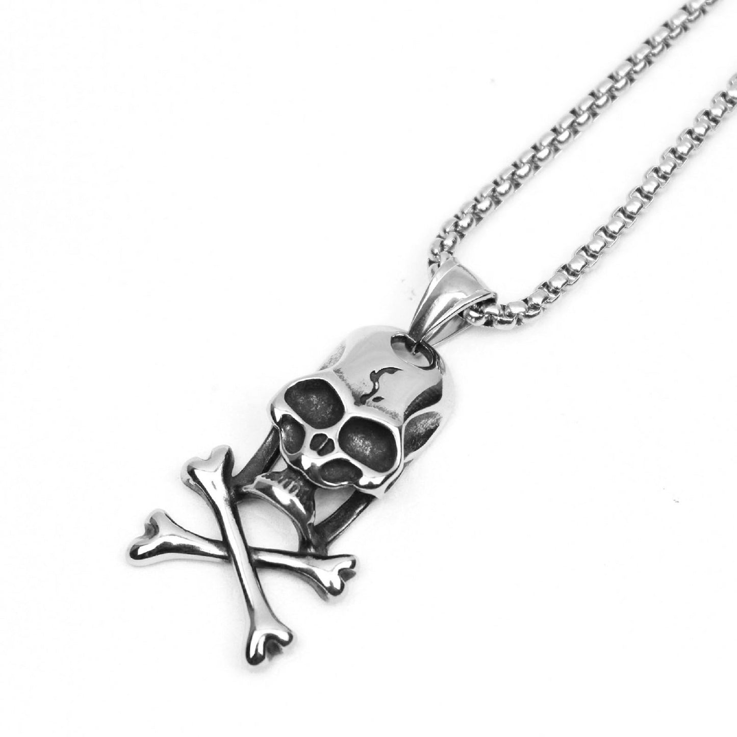 Men's Retro Skull Skeleton Stainless Steel Pendant Necklace