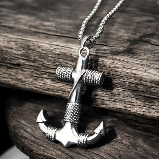 Men's Nordic Pirate Anchor Stainless Steel Pendant Necklace