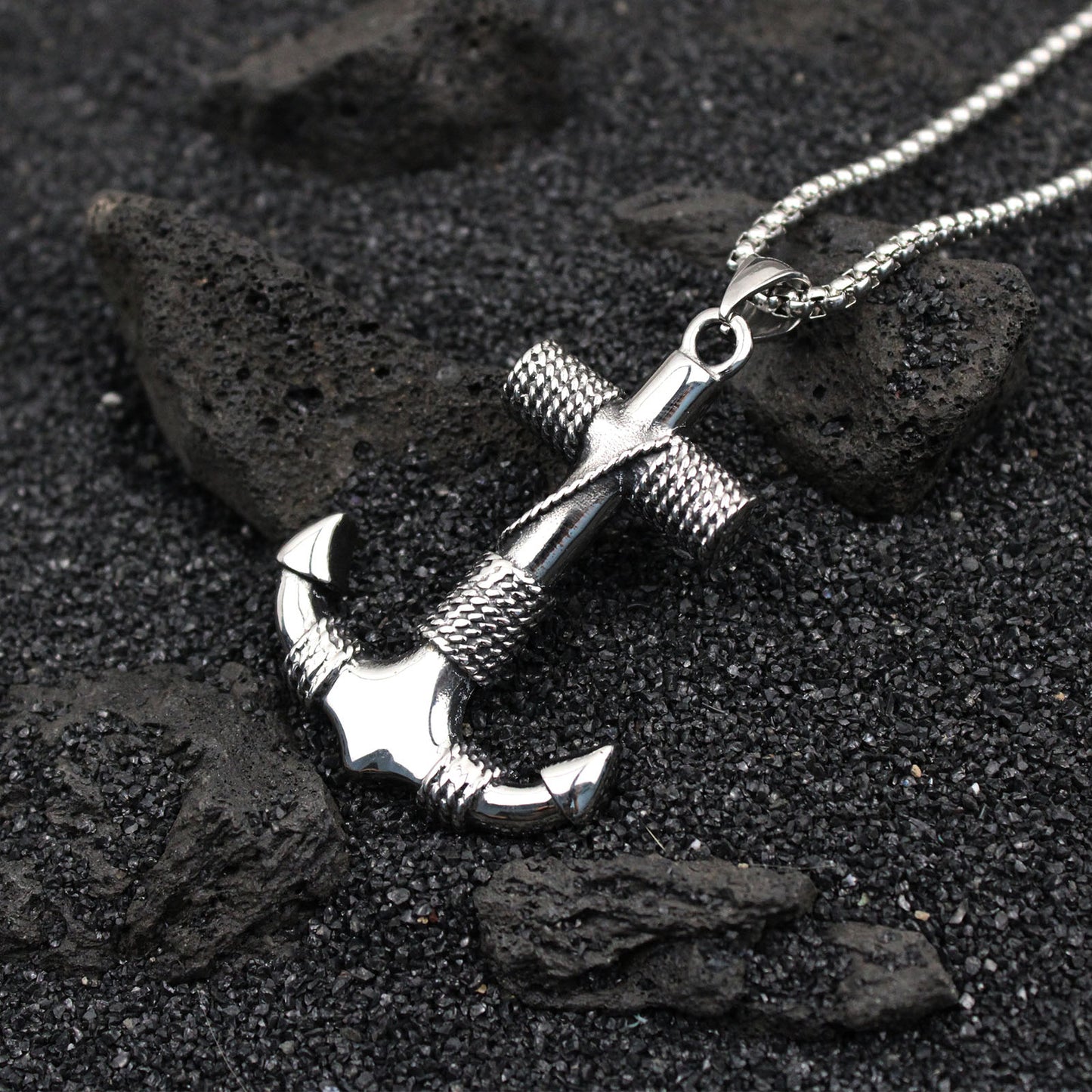 Men's Nordic Pirate Anchor Stainless Steel Pendant Necklace