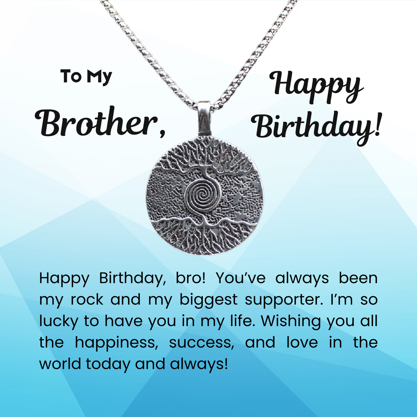 316L Stainless Steel Tree of Life Necklace for Brother with Personalised Message