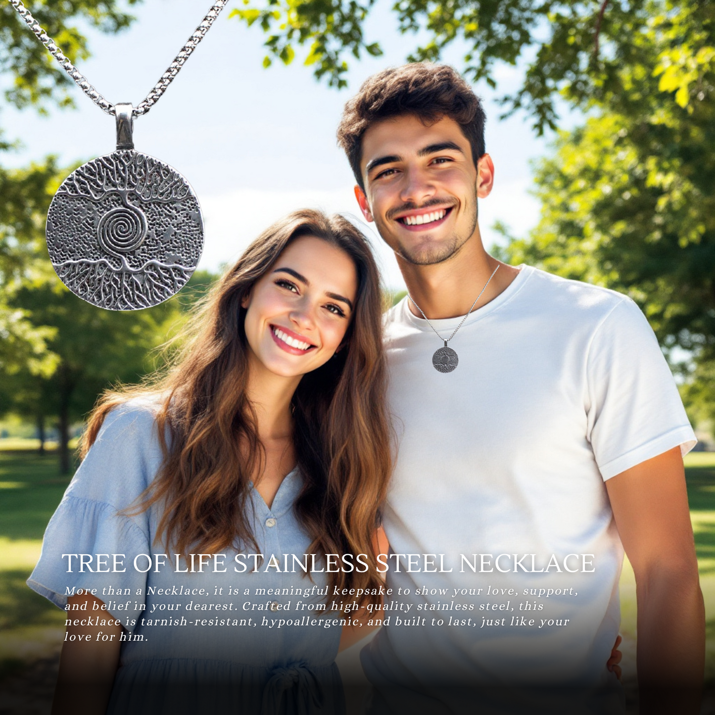 316L Stainless Steel Tree of Life Necklace for Brother with Personalised Message