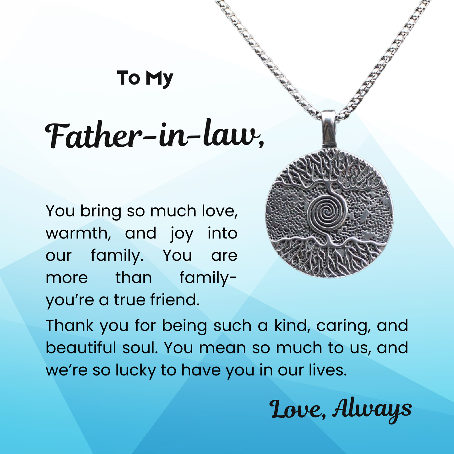316L Stainless Steel Tree of Life Necklace for Your in Law with Personalised Message
