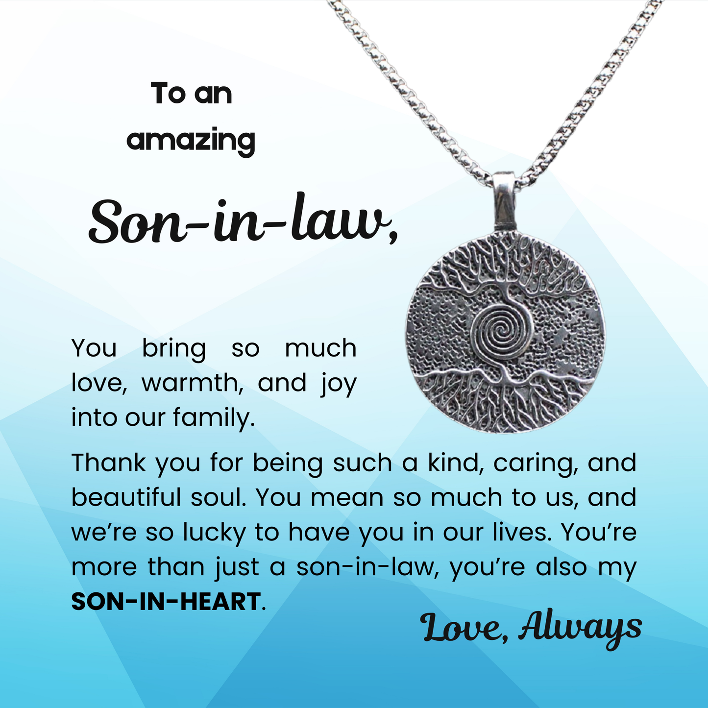 316L Stainless Steel Tree of Life Necklace for Your in Law with Personalised Message