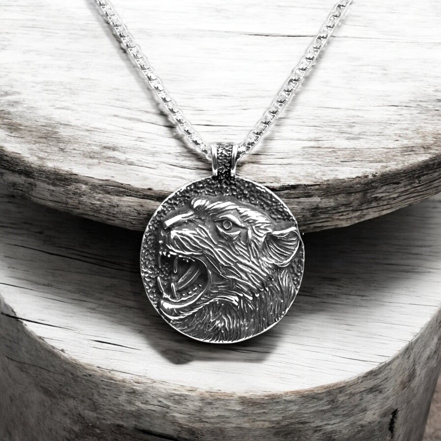 Men's 3D Leopard Panter Head Stainless Steel Pendant Necklace