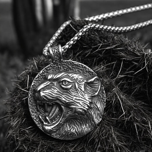 Men's 3D Leopard Panter Head Stainless Steel Pendant Necklace